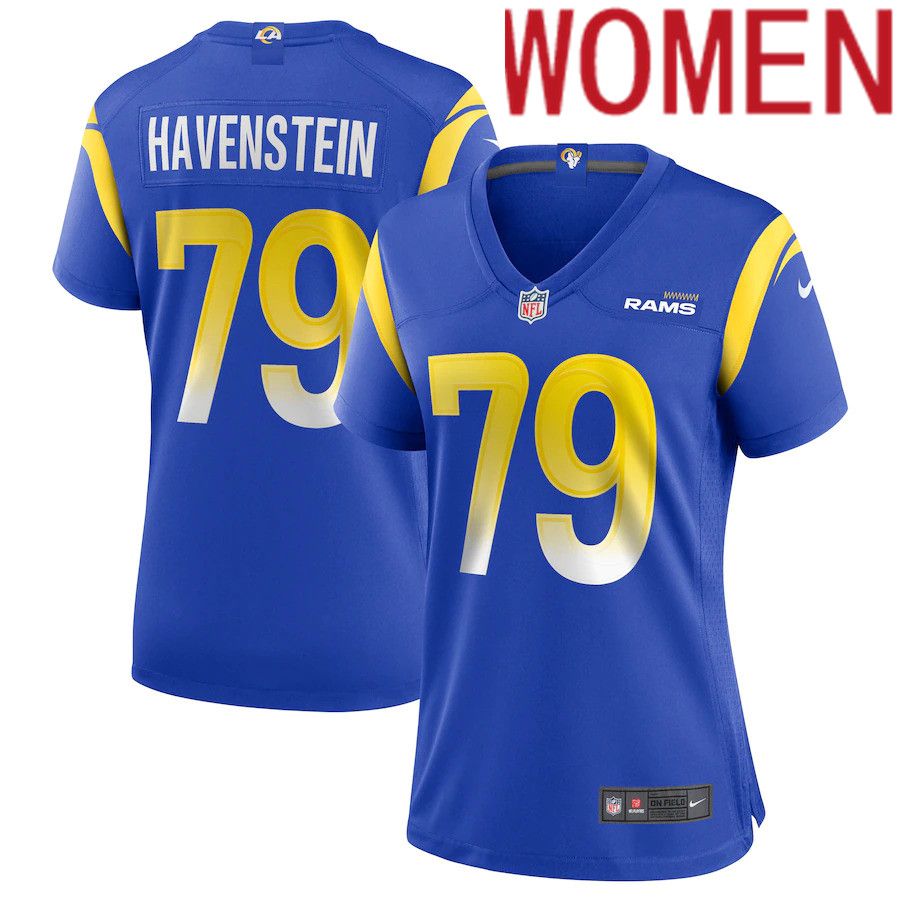 Women Los Angeles Rams #79 Rob Havenstein Nike Royal Game NFL Jersey->women nfl jersey->Women Jersey
